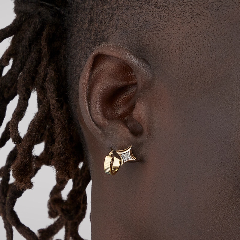 Main Image 2 of Diamond Accent Curved Frame Square Earrings in 10K Gold
