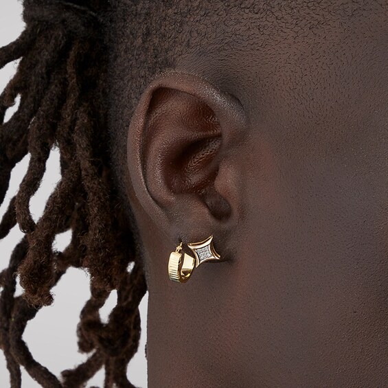 Diamond Accent Curved Frame Square Earrings in 10K Gold