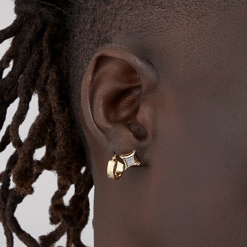 Main Image 3 of Diamond Accent Curved Frame Square Earrings in 10K Gold