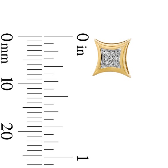 Diamond Accent Curved Frame Square Earrings in 10K Gold