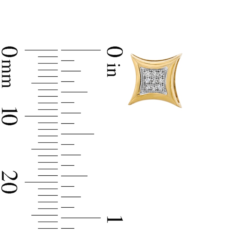 Main Image 4 of Diamond Accent Curved Frame Square Earrings in 10K Gold