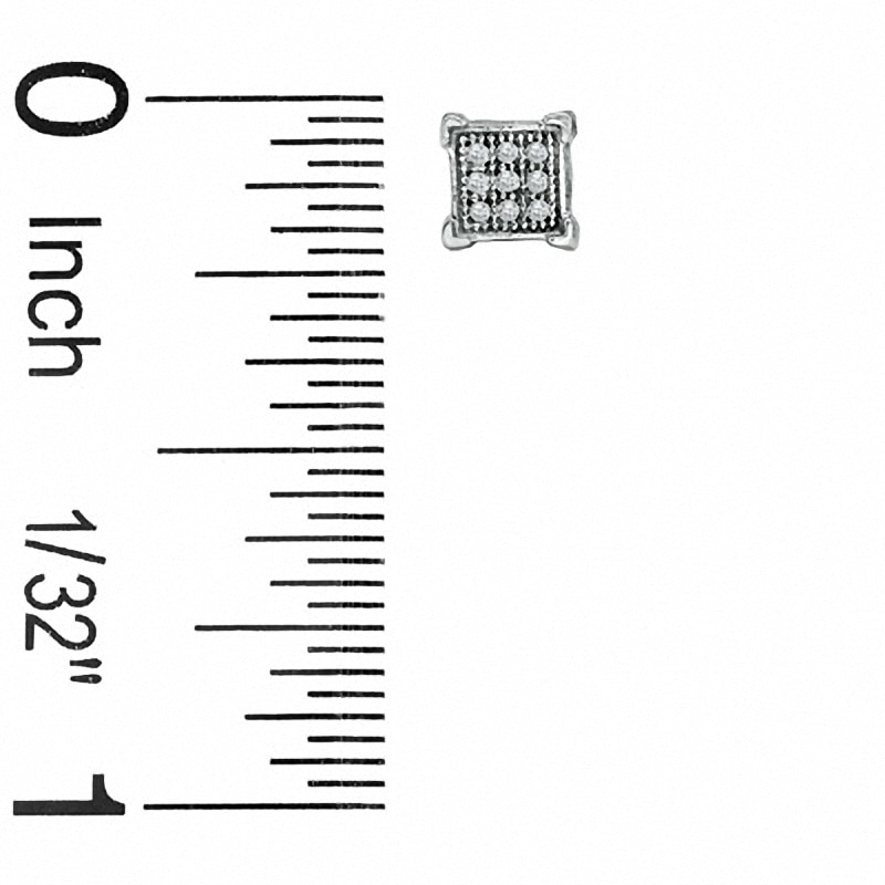 Diamond Accent Corner Frame Square Earrings in 10K White Gold