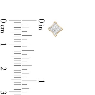 Diamond Accent Corner Frame Square Earrings in 10K Gold