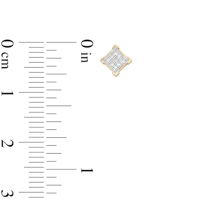 Diamond Accent Corner Frame Square Earrings in 10K Gold