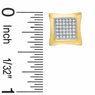 1/5 CT. T.W. Diamond Puffed Curved Square Earrings in 10K Gold