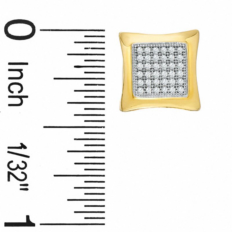Main Image 2 of 1/5 CT. T.W. Diamond Puffed Curved Square Earrings in 10K Gold