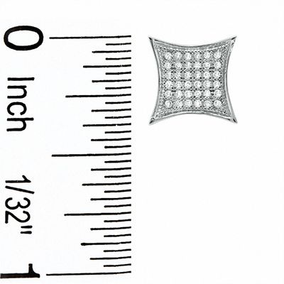 1/5 CT. T.W. Diamond Curved Square Earrings in 10K White Gold