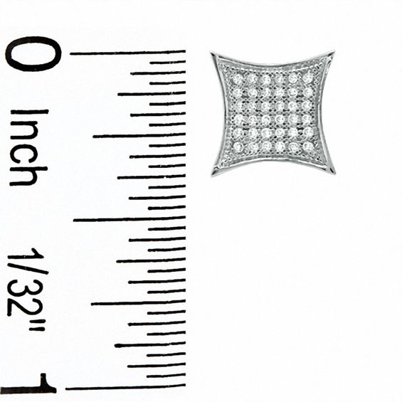 1/5 CT. T.W. Diamond Curved Square Earrings in 10K White Gold