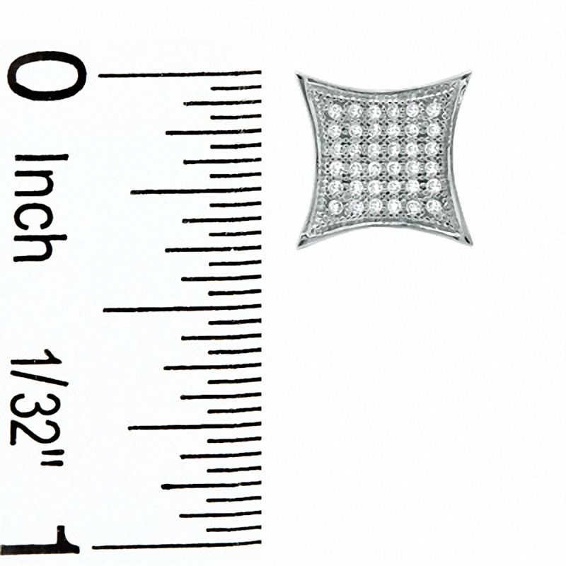1/5 CT. T.W. Diamond Curved Square Earrings in 10K White Gold