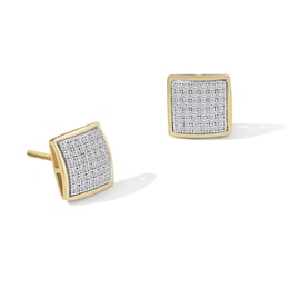 1/5 CT. T.W. Diamond Puffed Square Earrings in 10K Gold