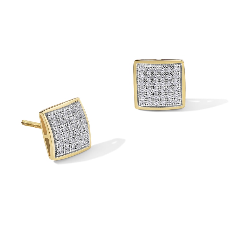 Main Image 1 of 1/5 CT. T.W. Diamond Puffed Square Earrings in 10K Gold