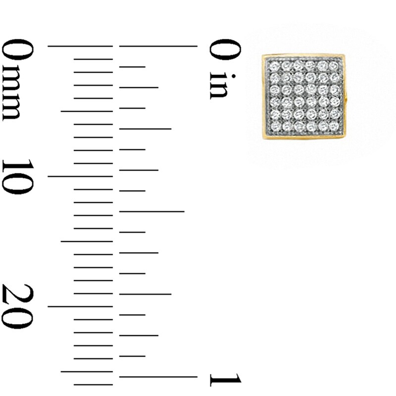 Main Image 2 of 1/5 CT. T.W. Diamond Puffed Square Earrings in 10K Gold