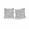 1/8 CT. T.W. Diamond Corner Frame Square Earrings in 10K White Gold