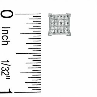 1/8 CT. T.W. Diamond Corner Frame Square Earrings in 10K White Gold