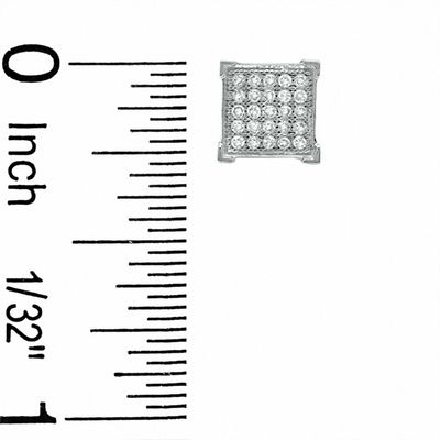 1/8 CT. T.W. Diamond Corner Frame Square Earrings in 10K White Gold