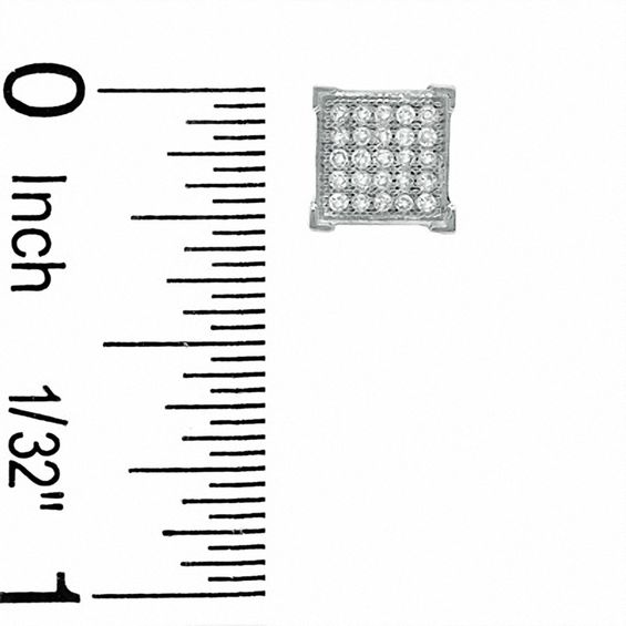 1/8 CT. T.W. Diamond Corner Frame Square Earrings in 10K White Gold