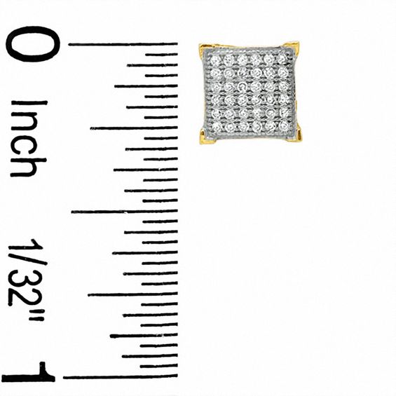 1/5 CT. T.W. Diamond Corner Frame Square Earrings in 10K Gold