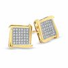 Thumbnail Image 1 of 1/5 CT. T.W. Diamond Split Frame Square Earrings in 10K Gold - XL Post