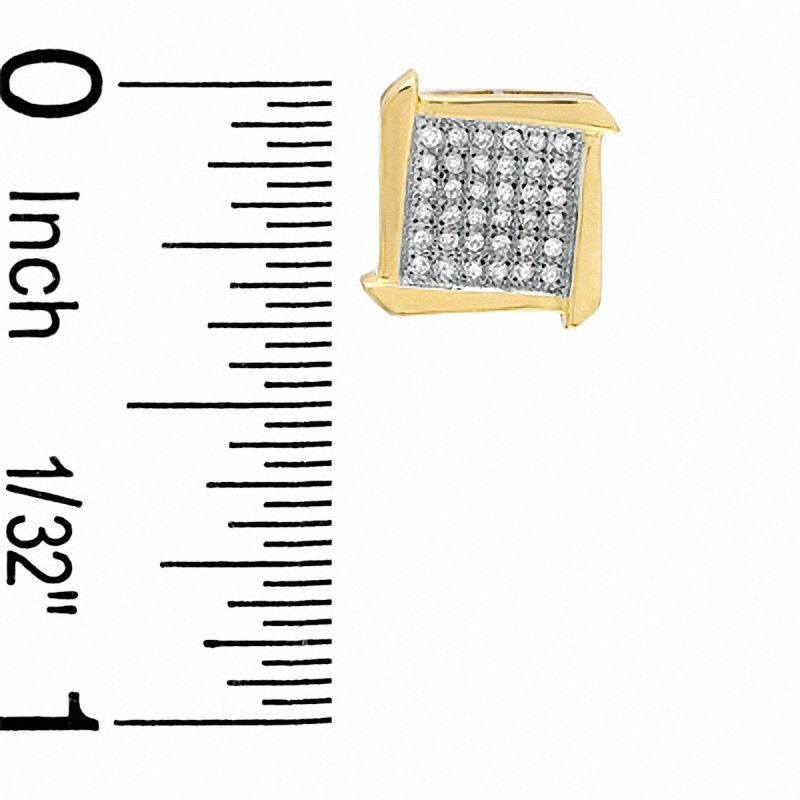 Main Image 2 of 1/5 CT. T.W. Diamond Split Frame Square Earrings in 10K Gold - XL Post