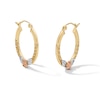 Thumbnail Image 1 of Flat Hoop with Rose Earrings in 10K Tri-Tone Gold