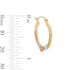 Thumbnail Image 2 of Flat Hoop with Rose Earrings in 10K Tri-Tone Gold