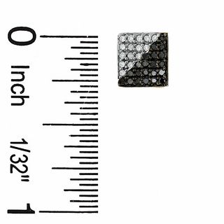 1/3 CT. T.W. Enhanced Black and White Diamond Pyramid Earrings in 10K Gold