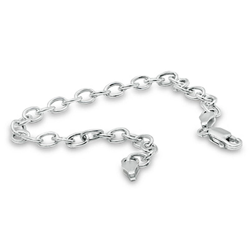 Main Image 2 of Child's Sterling Silver Link Charm Bracelet - 6.5"