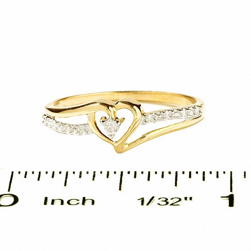 Diamond Accent Heart Split Shank Promise Ring in 10K Gold