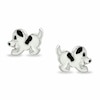 Thumbnail Image 1 of Child's Black and White Enamel Puppy Stud Earrings in Sterling Silver