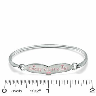Child's Sterling Silver Daddy's Little Girl Bangle with Pink Enamel