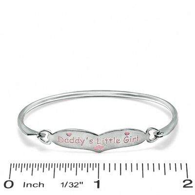 Child's Sterling Silver Daddy's Little Girl Bangle with Pink Enamel