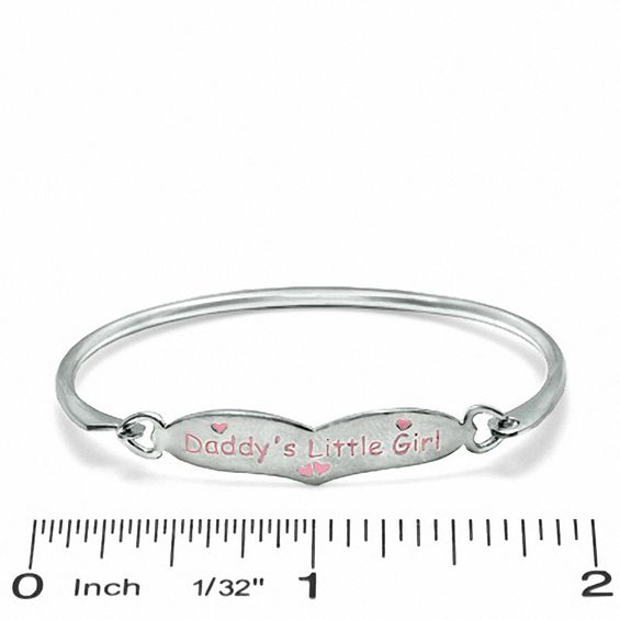 Child's Sterling Silver Daddy's Little Girl Bangle with Pink Enamel