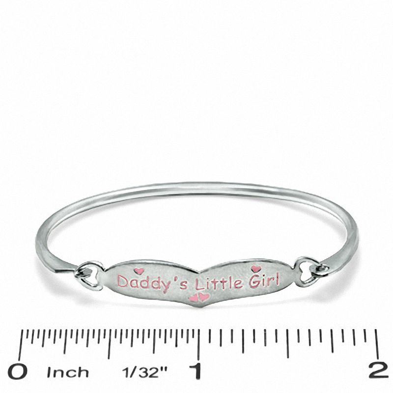 Main Image 2 of Child's Sterling Silver Daddy's Little Girl Bangle with Pink Enamel