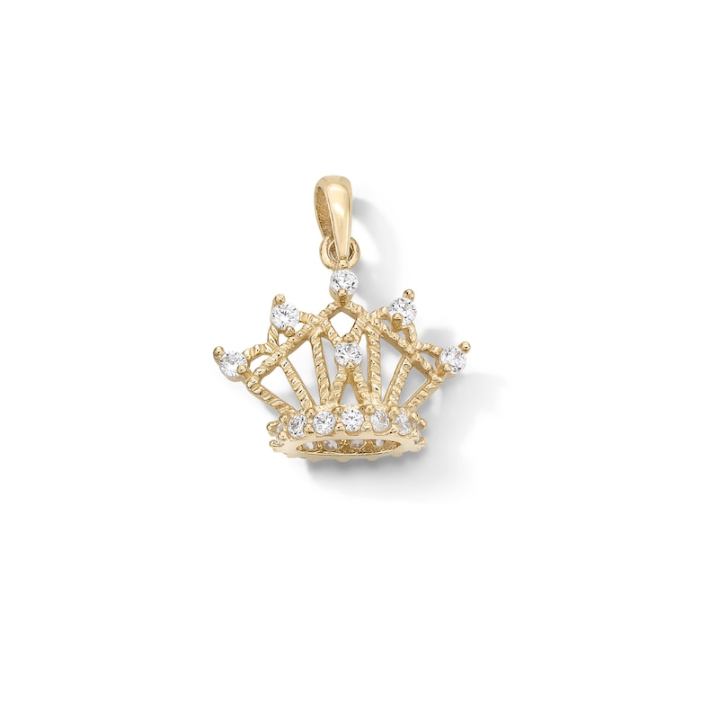 Main Image 1 of Cubic Zirconia 3D Crown Charm in 10K Solid Gold
