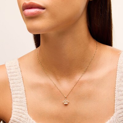 Cubic Zirconia 3D Crown Charm in 10K Solid Gold
