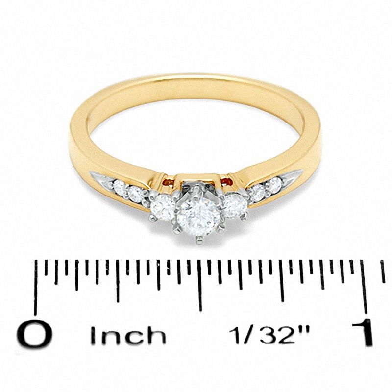 Main Image 3 of 1/3 CT. T.W. Diamond Three Stone Promise Ring in 10K Gold - Size 7