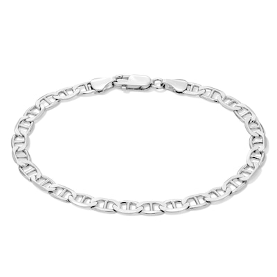 Made in Italy 120 Gauge Flat Mariner Link Chain Bracelet in Solid Sterling Silver - 8"