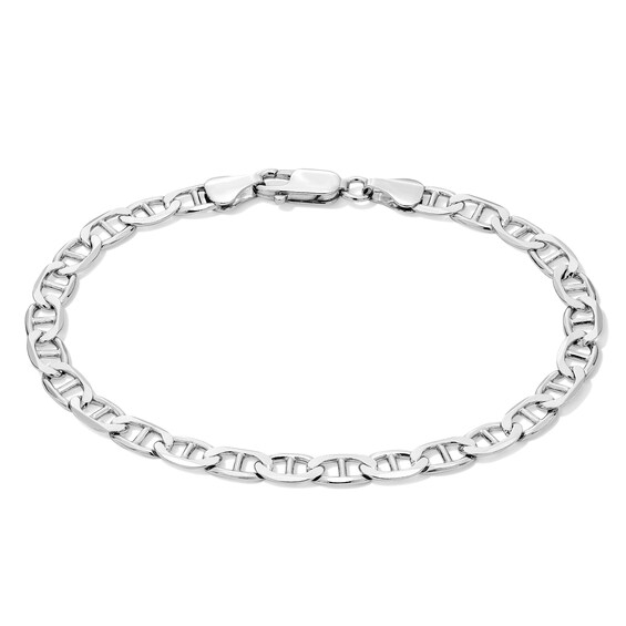 Made in Italy 120 Gauge Flat Mariner Link Chain Bracelet in Solid Sterling Silver - 8"