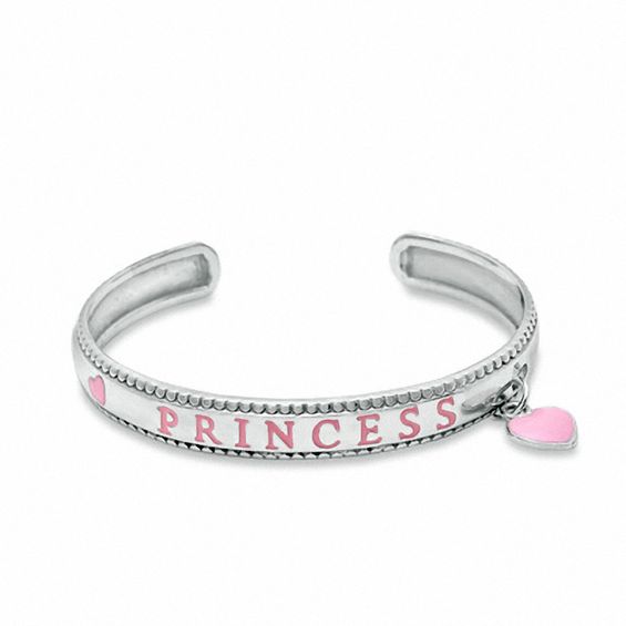 Child's Sterling Silver Little Princess Pink Enamel Bangle