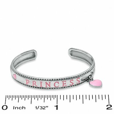 Child's Sterling Silver Little Princess Pink Enamel Bangle