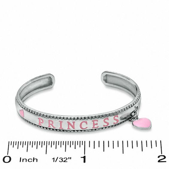 Child's Sterling Silver Little Princess Pink Enamel Bangle