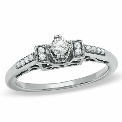 1/4 CT. T.W. Diamond Engagement Ring in 10K White Gold - Size 7