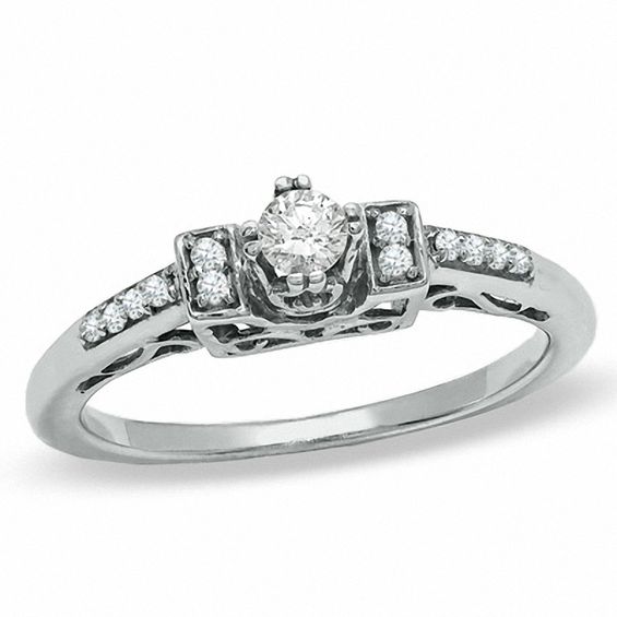 1/4 CT. T.W. Diamond Engagement Ring in 10K White Gold - Size 7