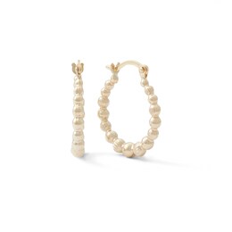 10K Gold Beaded Hoop Earrings