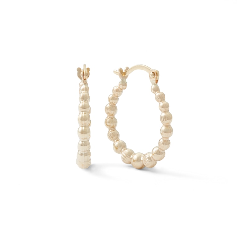 Main Image 1 of 18mm Beaded Hoop Earrings in 10K Gold