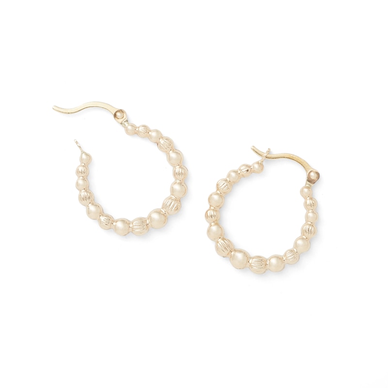 Main Image 2 of 18mm Beaded Hoop Earrings in 10K Gold