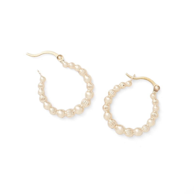 18mm Beaded Hoop Earrings in 10K Gold