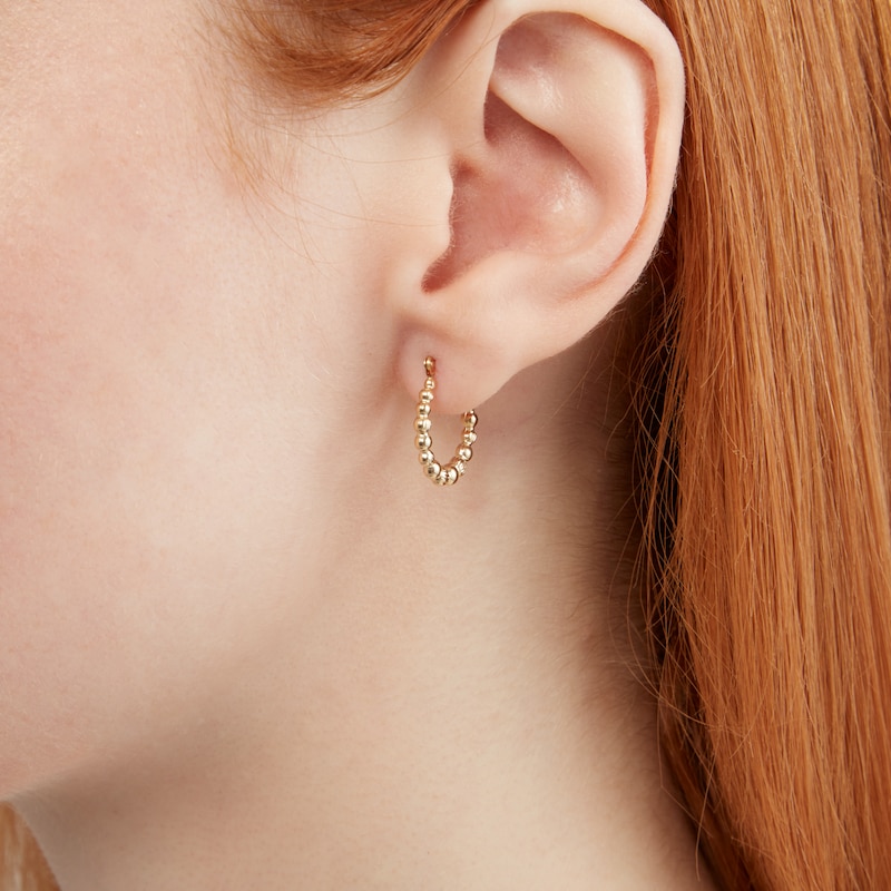 18mm Beaded Hoop Earrings in 10K Gold