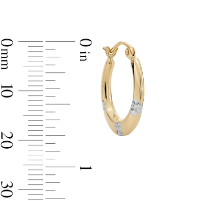 Hoop Earrings with Diamond-Cut Stars in 10K Two-Tone Gold