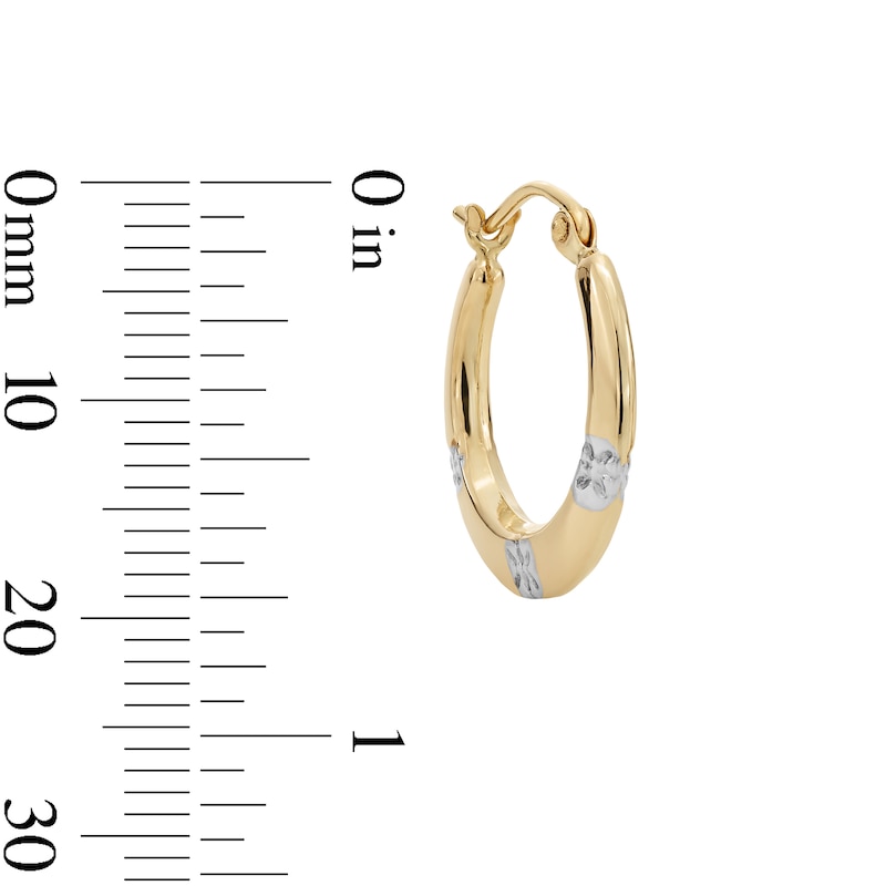 Main Image 2 of Hoop Earrings with Diamond-Cut Stars in 10K Two-Tone Gold